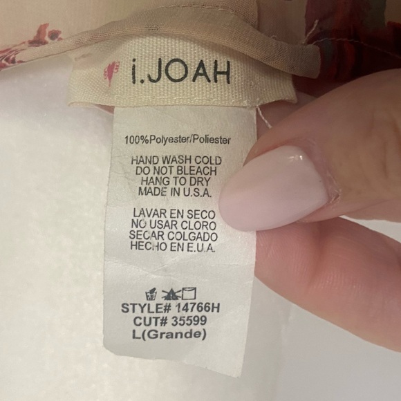 i.Joah semi sheer large floral print fall color open front high low kimono L - Picture 2 of 6